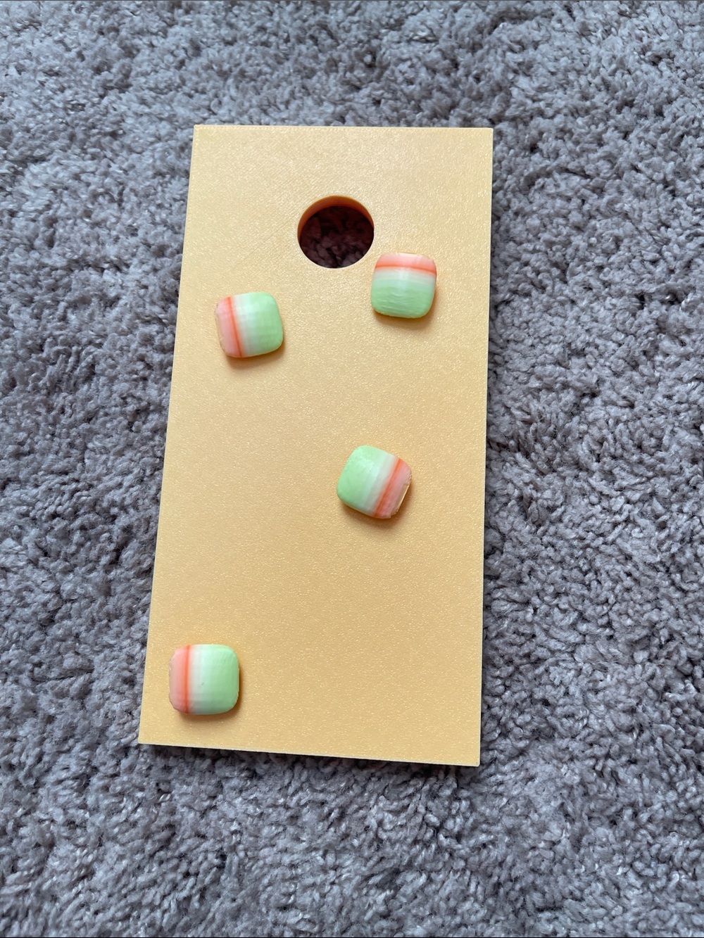 3D Printed Pastel Green and Coral Table Cornhole Set -  4 Bag/ 1 Stand